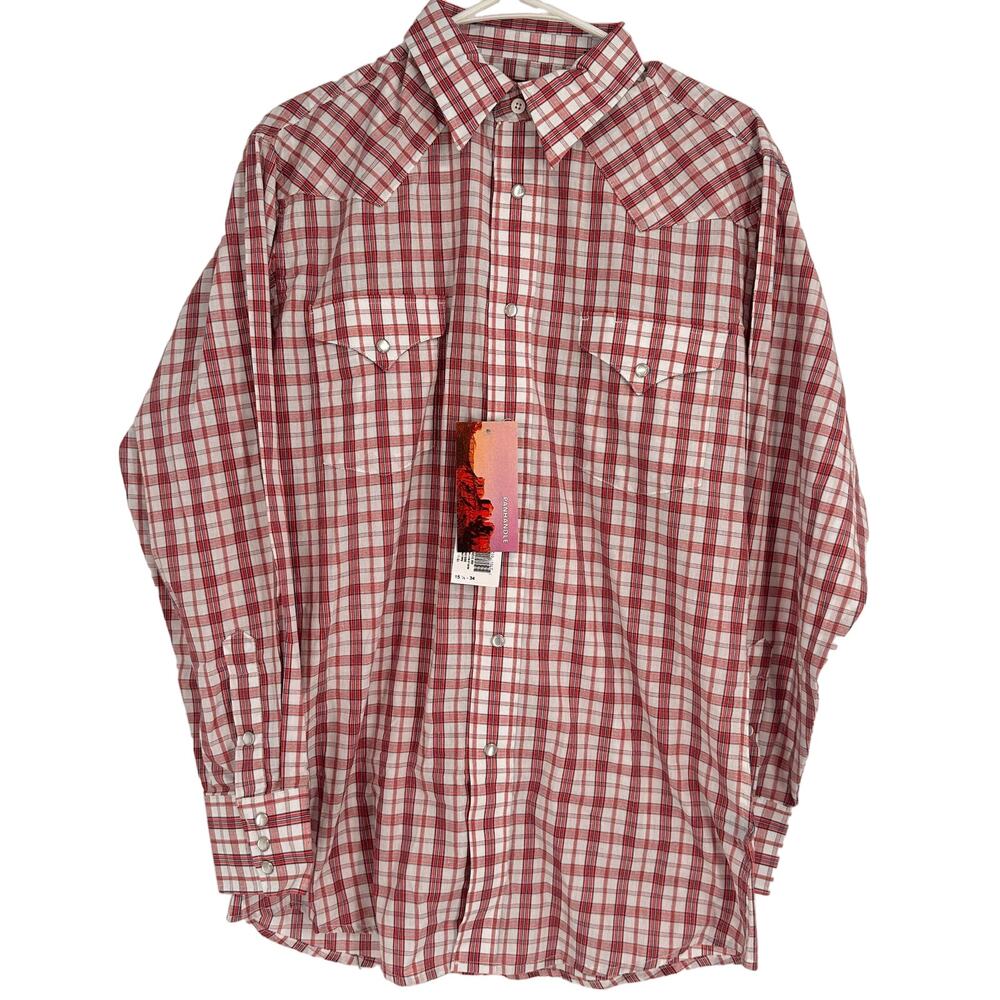 Panhandle Men's Plaid Pearl Snap Button Western Shirt Size 15 1/2 34 NWT